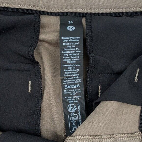 Lululemon ABC Classic-Fit Trouser Warpstreme Mens Khaki Size 34 - Picture 5 of 9